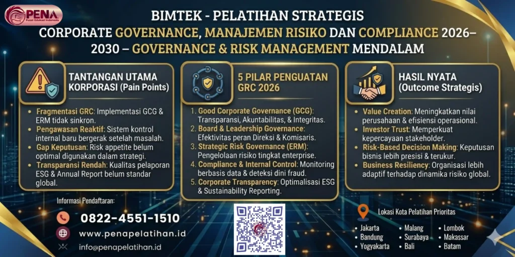 Pelatihan Corporate Governance Manajemen Risiko dan Compliance 2026-2030 – Governance & Risk Management Mendalam