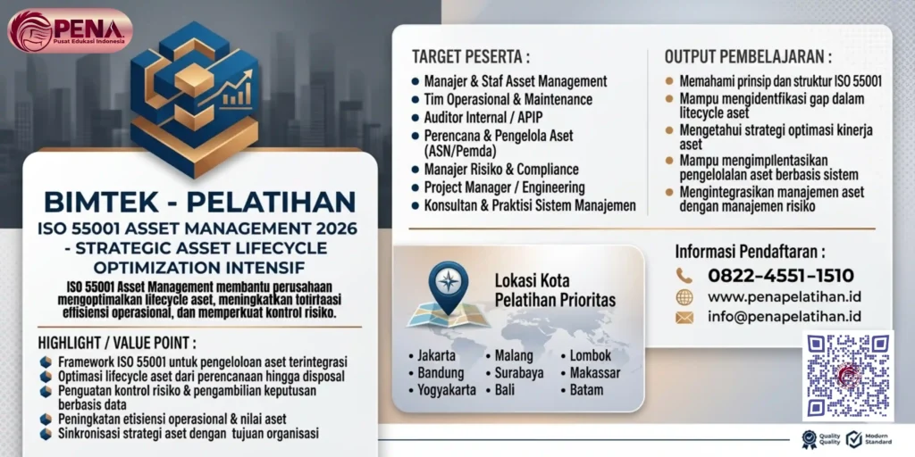 Pelatihan ISO 55001 Asset Management 2026 – Strategic Asset Lifecycle Optimization Intensif