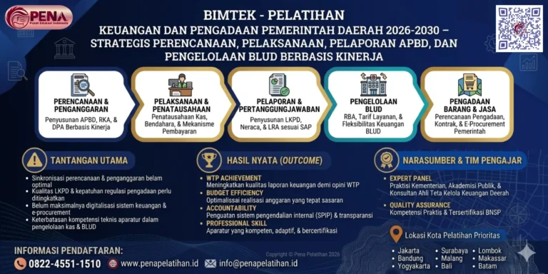 Bimtek Keuangan dan Pengadaan Pemerintah Daerah 2026-2030 – Strategis Perencanaan, Pelaksanaan, Pelaporan APBD, dan Pengelolaan BLUD Berbasis Kinerja