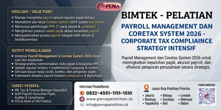 Pelatihan Payroll Management dan Coretax System 2026 – Corporate Tax Compliance Strategy Intensif