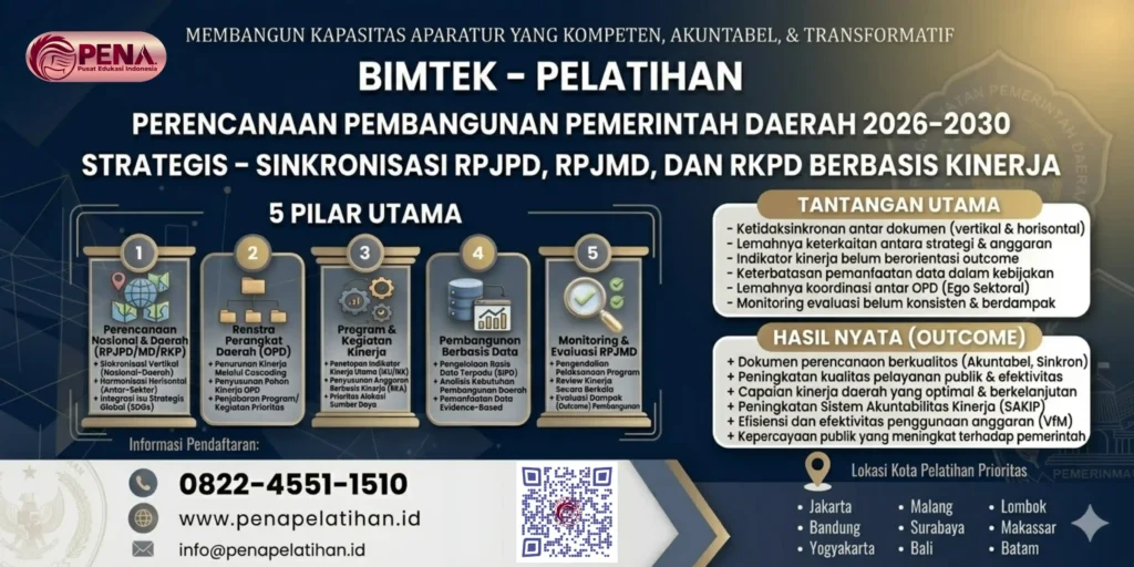 Bimtek Perencanaan Pembangunan Pemerintah Daerah 2026-2030 Strategis – Sinkronisasi RPJPD, RPJMD, dan RKPD Berbasis Kinerja