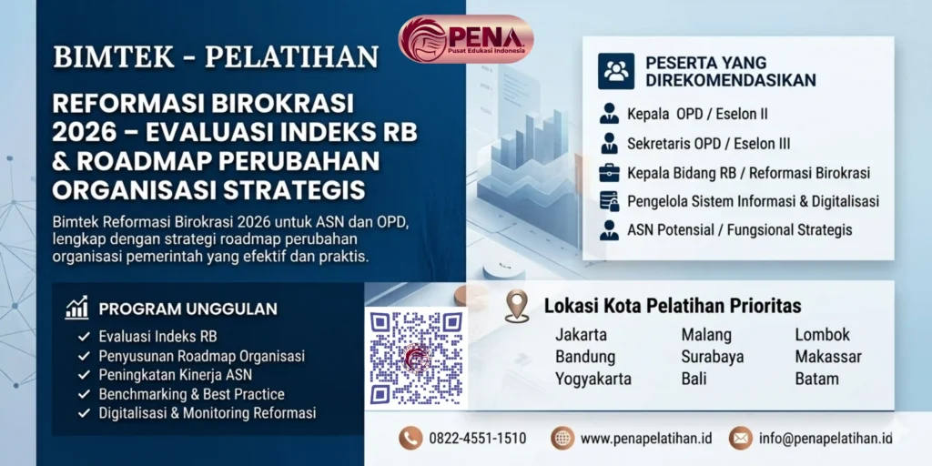 Bimtek Reformasi Birokrasi 2026 – Evaluasi Indeks RB & Roadmap Perubahan Organisasi Strategis