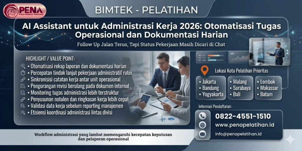Pelatihan AI Assistant untuk Administrasi Kerja 2026: Otomatisasi Tugas Operasional dan Dokumentasi Harian