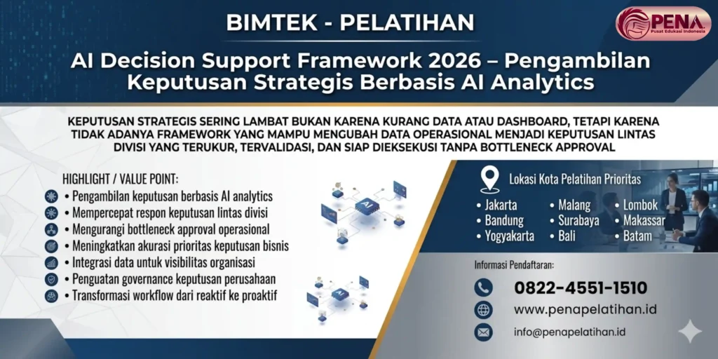 Pelatihan AI Decision Support Framework 2026 – Pengambilan Keputusan Strategis Berbasis AI Analytics