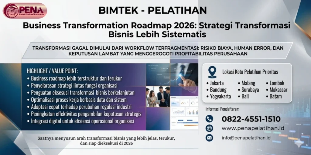 Pelatihan Business Transformation Roadmap 2026: Strategi Transformasi Bisnis Lebih Sistematis