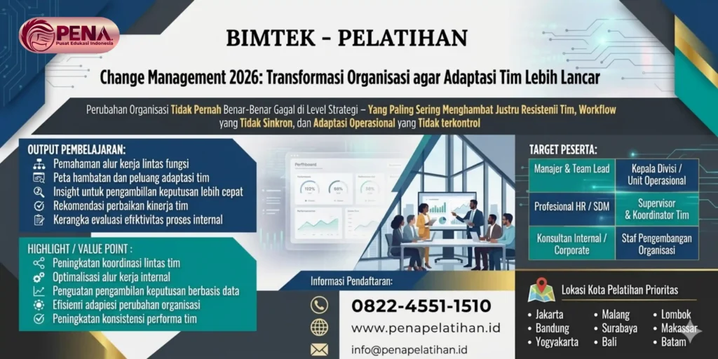 Pelatihan Change Management 2026: Transformasi Organisasi agar Adaptasi Tim Lebih Lancar