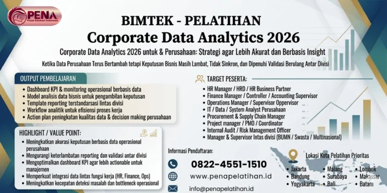 Pelatihan Corporate Data Analytics 2026 untuk HRD & Perusahaan: Strategi Analisis Data Bisnis agar Decision Making Lebih Akurat dan Berbasis Insight