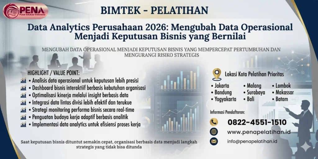 Pelatihan Data Analytics Perusahaan 2026: Mengubah Data Operasional Menjadi Keputusan Bisnis yang Bernilai
