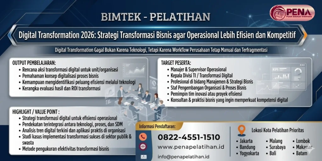 Pelatihan Digital Transformation 2026: Strategi Transformasi Bisnis agar Operasional Lebih Efisien dan Kompetitif