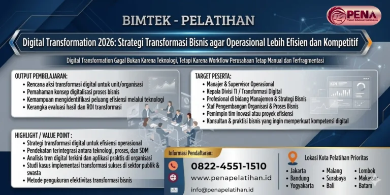 Pelatihan Digital Transformation 2026: Strategi Transformasi Bisnis agar Operasional Lebih Efisien dan Kompetitif