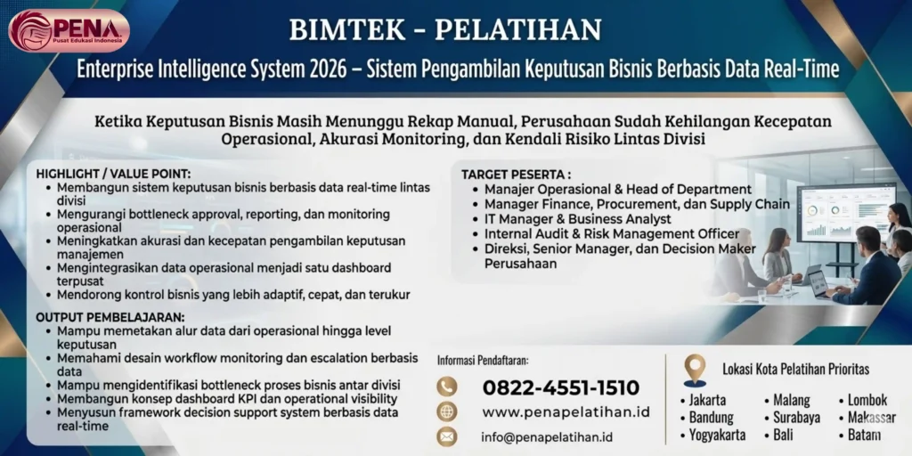 Pelatihan Enterprise Intelligence System 2026 – Sistem Pengambilan Keputusan Bisnis Berbasis Data Real-Time