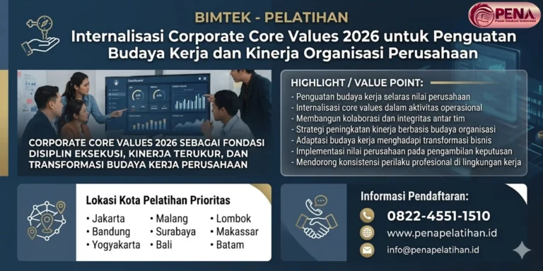 Pelatihan Internalisasi Corporate Core Values 2026 untuk Penguatan Budaya Kerja dan Kinerja Organisasi Perusahaan