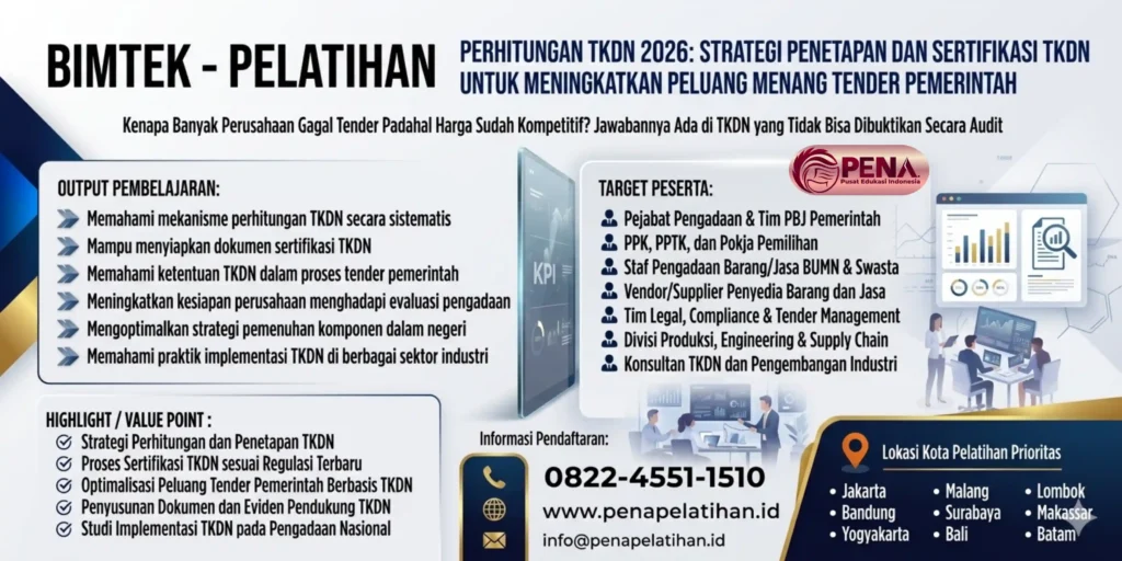 Pelatihan Perhitungan TKDN 2026: Strategi Penetapan dan Sertifikasi TKDN untuk Meningkatkan Peluang Menang Tender Pemerintah
