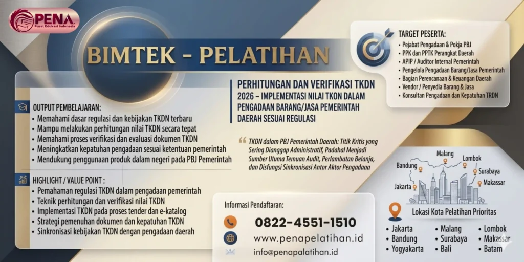 Bimtek Perhitungan dan Verifikasi TKDN 2026 – Implementasi Nilai TKDN dalam Pengadaan Barang/Jasa Pemerintah Daerah Sesuai Regulasi
