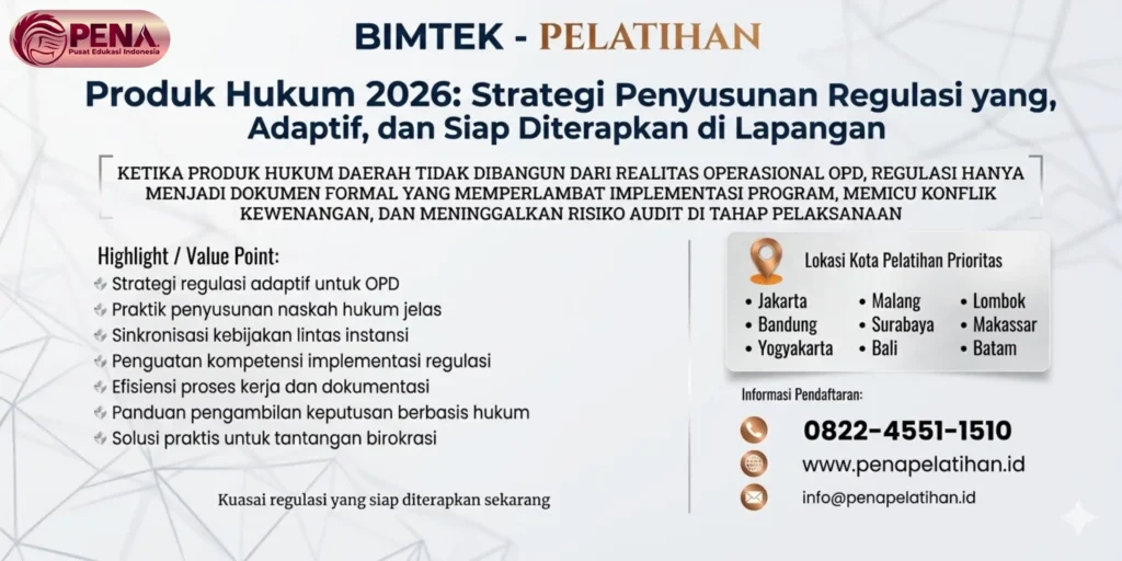 Bimtek Produk Hukum 2026: Strategi Penyusunan Regulasi yang Tepat, Adaptif, dan Siap Diterapkan di Lapangan