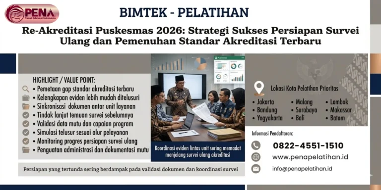 Bimtek Re-Akreditasi Puskesmas 2026: Strategi Sukses Persiapan Survei Ulang dan Pemenuhan Standar Akreditasi Terbaru