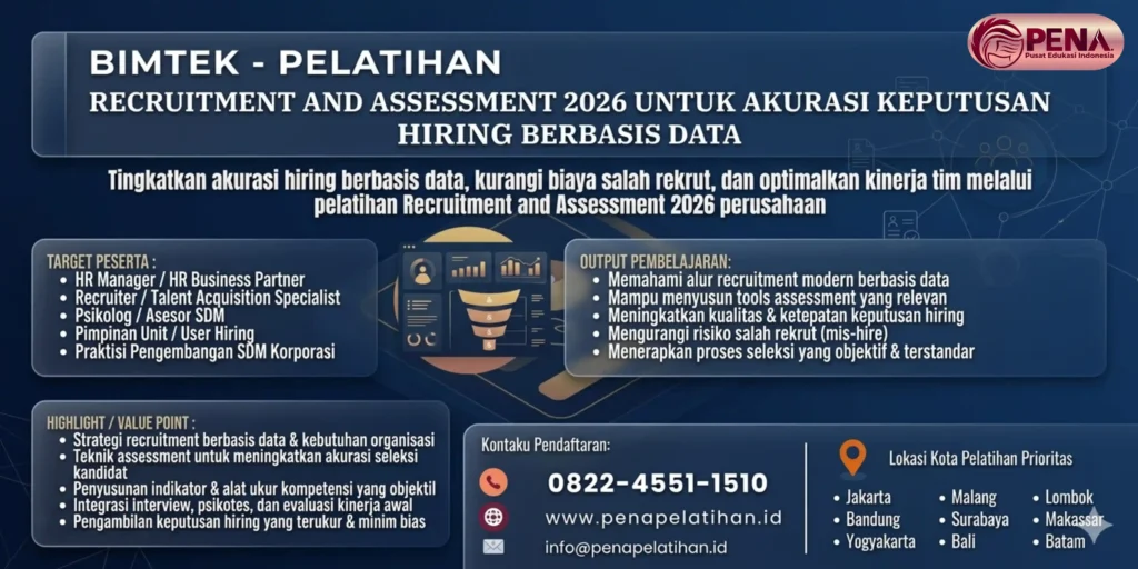 Pelatihan Recruitment and Assessment 2026 untuk Akurasi Keputusan Hiring Berbasis Data