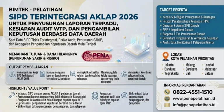 Bimtek SIPD Terintegrasi AKLAP 2026 untuk Penyusunan Laporan Terpadu, Kesiapan Audit WTP, dan Pengambilan Keputusan Berbasis Data Daerah