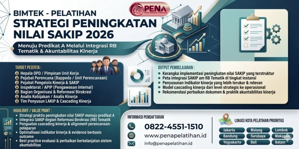Bimtek Strategi Peningkatan Nilai SAKIP 2026 menuju Predikat A melalui Integrasi Reformasi Birokrasi (RB) Tematik dan Penguatan Akuntabilitas Kinerja Instansi