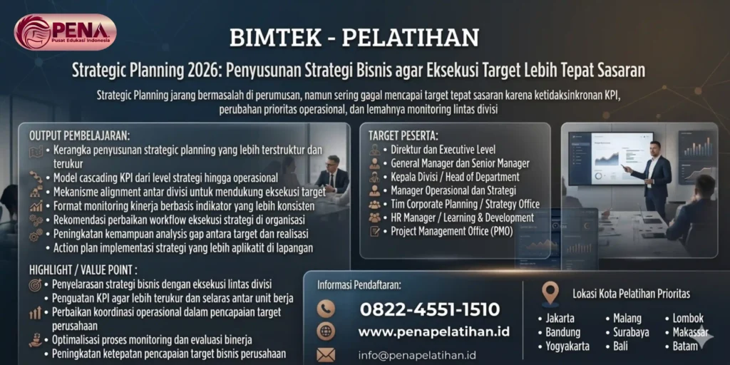 Pelatihan Strategic Planning 2026: Penyusunan Strategi Bisnis agar Eksekusi Target Lebih Tepat Sasaran