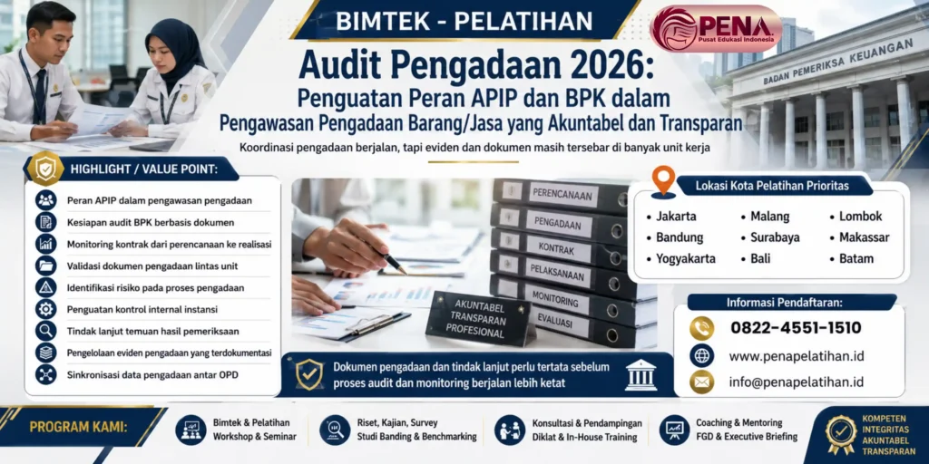 Bimtek Audit Pengadaan 2026: Penguatan Peran APIP dan BPK dalam Pengawasan Pengadaan Barang/Jasa yang Akuntabel dan Transparan