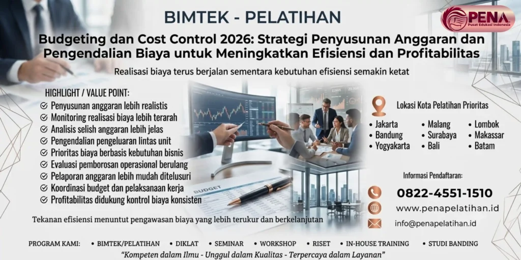Pelatihan Budgeting dan Cost Control 2026 Strategi Penyusunan Anggaran dan Pengendalian Biaya untuk Meningkatkan Efisiensi dan Profitabilitas