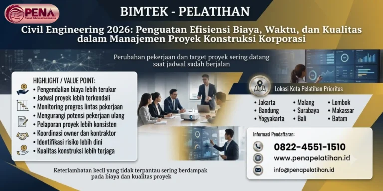 Pelatihan Civil Engineering 2026: Penguatan Efisiensi Biaya, Waktu, dan Kualitas dalam Manajemen Proyek Konstruksi Korporasi