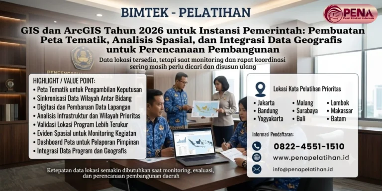 Bimtek GIS dan ArcGIS Tahun 2026 untuk Instansi Pemerintah: Pembuatan Peta Tematik, Analisis Spasial, dan Integrasi Data Geografis untuk Perencanaan Pembangunan