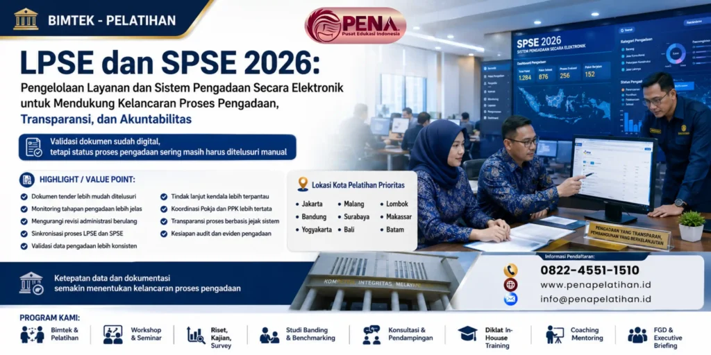 Bimtek LPSE dan SPSE 2026: Pengelolaan Layanan dan Sistem Pengadaan Secara Elektronik untuk Mendukung Kelancaran Proses Pengadaan, Transparansi, dan Akuntabilitas