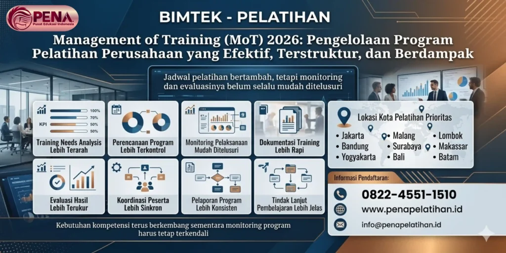 Pelatihan Management of Training (MoT) 2026: Pengelolaan Program Pelatihan Perusahaan yang Efektif, Terstruktur, dan Berdampak