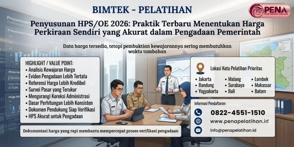 Bimtek Penyusunan HPS/OE 2026: Praktik Terbaru Menentukan Harga Perkiraan Sendiri yang Akurat dalam Pengadaan Pemerintah