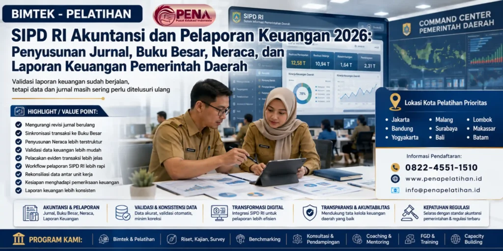 Bimtek SIPD RI Akuntansi dan Pelaporan Keuangan 2026: Penyusunan Jurnal, Buku Besar, Neraca, dan Laporan Keuangan Pemerintah Daerah