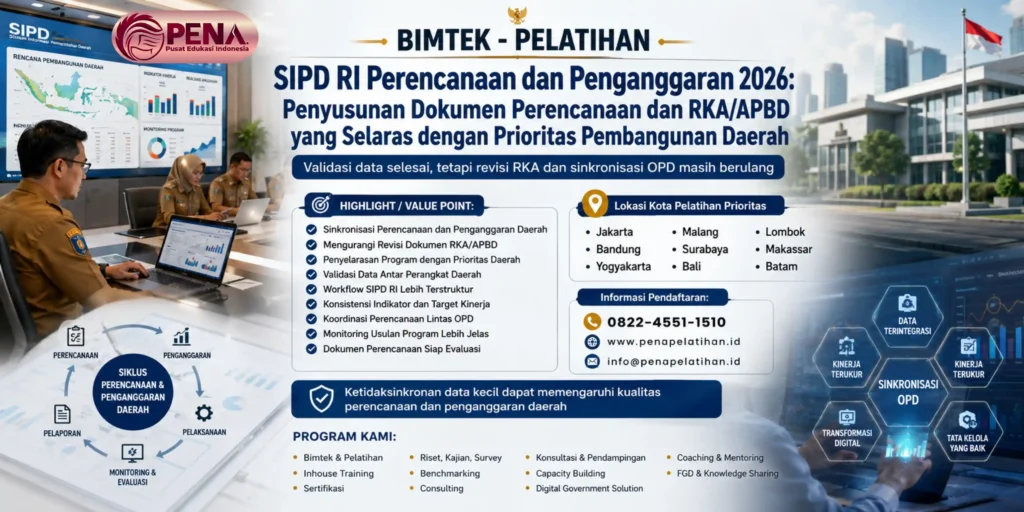 Bimtek SIPD RI Perencanaan dan Penganggaran 2026: Penyusunan Dokumen Perencanaan dan RKA/APBD yang Selaras dengan Prioritas Pembangunan Daerah
