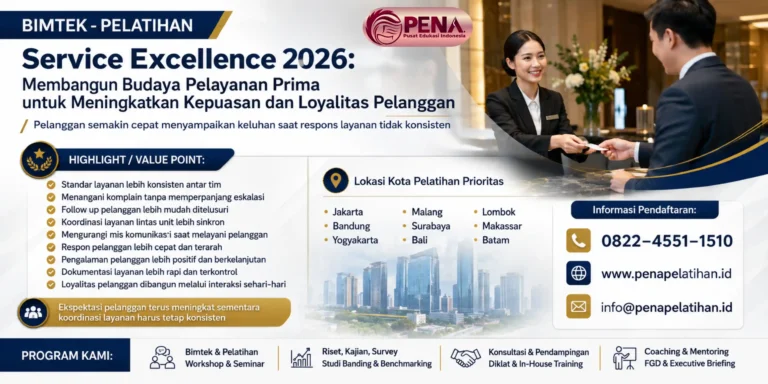 Pelatihan Service Excellence 2026: Membangun Budaya Pelayanan Prima untuk Meningkatkan Kepuasan dan Loyalitas Pelanggan