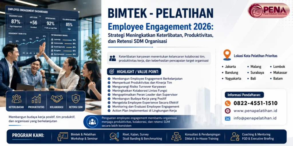 Pelatihan Employee Engagement 2026: Strategi Meningkatkan Keterlibatan, Produktivitas, dan Retensi SDM Organisasi