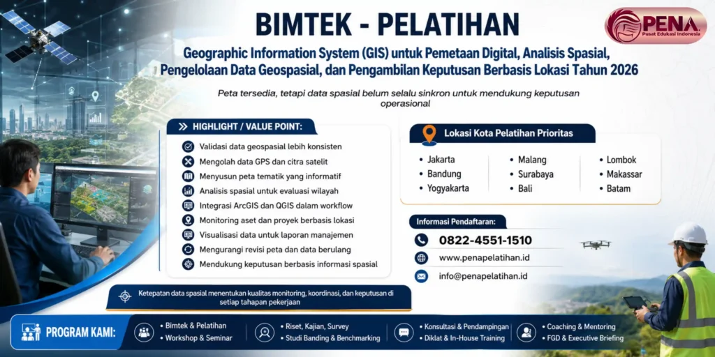 Pelatihan Geographic Information System (GIS) untuk Pemetaan Digital, Analisis Spasial, Pengelolaan Data Geospasial, dan Pengambilan Keputusan Berbasis Lokasi Tahun 2026
