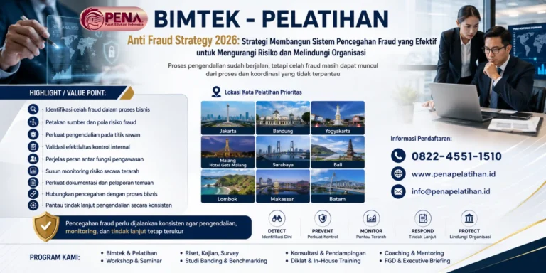 Pelatihan Anti Fraud Strategy 2026: Strategi Membangun Sistem Pencegahan Fraud yang Efektif untuk Mengurangi Risiko dan Melindungi Organisasi