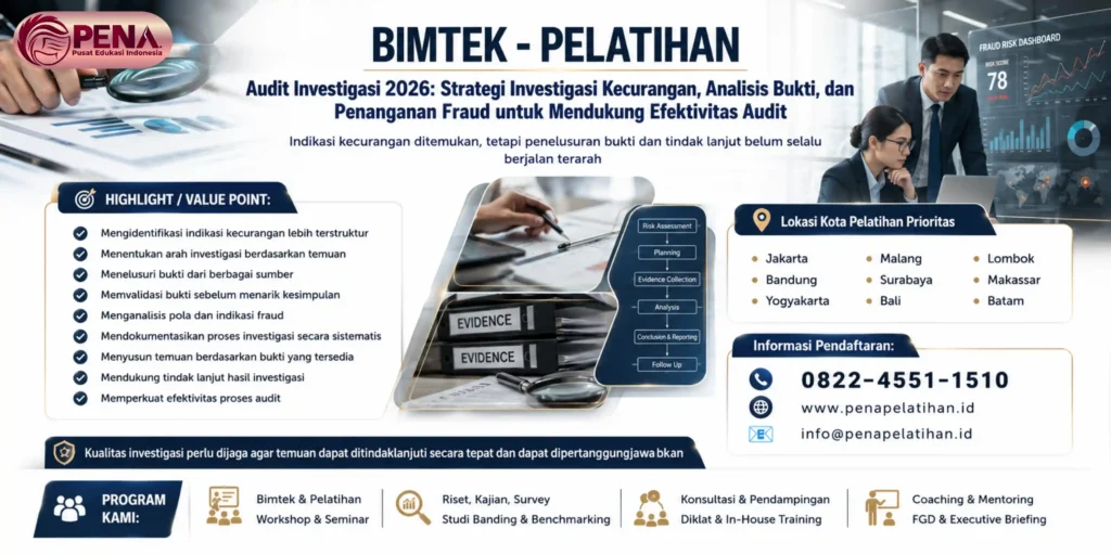 Pelatihan Audit Investigasi 2026: Strategi Investigasi Kecurangan, Analisis Bukti, dan Penanganan Fraud untuk Mendukung Efektivitas Audit