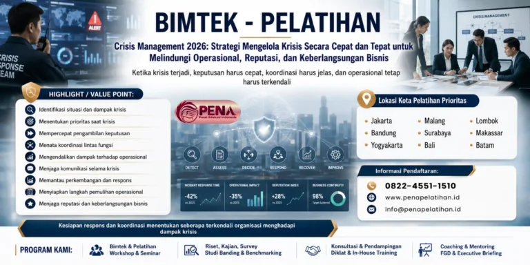 Pelatihan Crisis Management 2026: Strategi Mengelola Krisis Secara Cepat dan Tepat untuk Melindungi Operasional, Reputasi, dan Keberlangsungan Bisnis