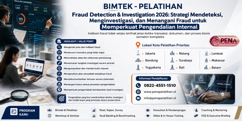 Pelatihan Fraud Detection & Investigation 2026: Strategi Mendeteksi, Menginvestigasi, dan Menangani Fraud untuk Memperkuat Pengendalian Internal