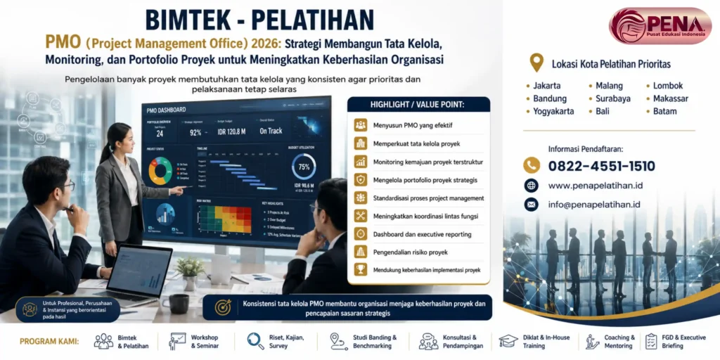 Pelatihan PMO (Project Management Office) 2026: Strategi Membangun Tata Kelola, Monitoring, dan Portofolio Proyek untuk Meningkatkan Keberhasilan Organisasi