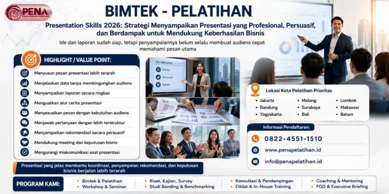 Pelatihan Presentation Skills 2026: Strategi Menyampaikan Presentasi yang Profesional, Persuasif, dan Berdampak untuk Mendukung Keberhasilan Bisnis