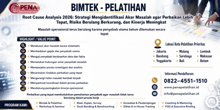 Pelatihan Root Cause Analysis 2026: Strategi Mengidentifikasi Akar Masalah agar Perbaikan Lebih Tepat, Risiko Berulang Berkurang, dan Kinerja Meningkat