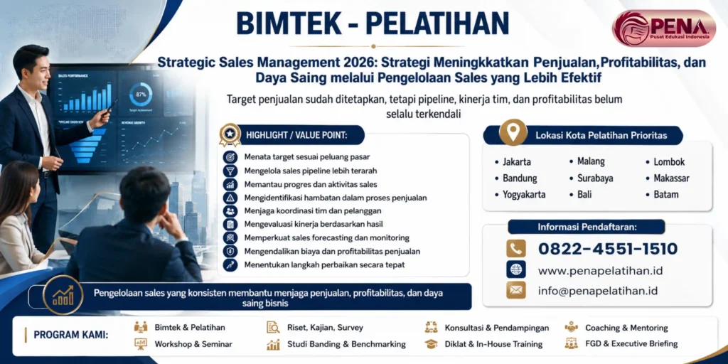 Pelatihan Strategic Sales Management 2026: Strategi Meningkatkan Penjualan, Profitabilitas, dan Daya Saing melalui Pengelolaan Sales yang Lebih Efektif