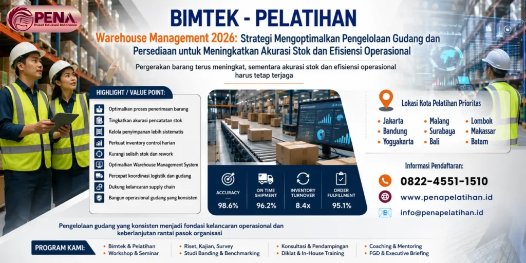 Pelatihan Warehouse Management 2026: Strategi Mengoptimalkan Pengelolaan Gudang dan Persediaan untuk Meningkatkan Akurasi Stok dan Efisiensi Operasional