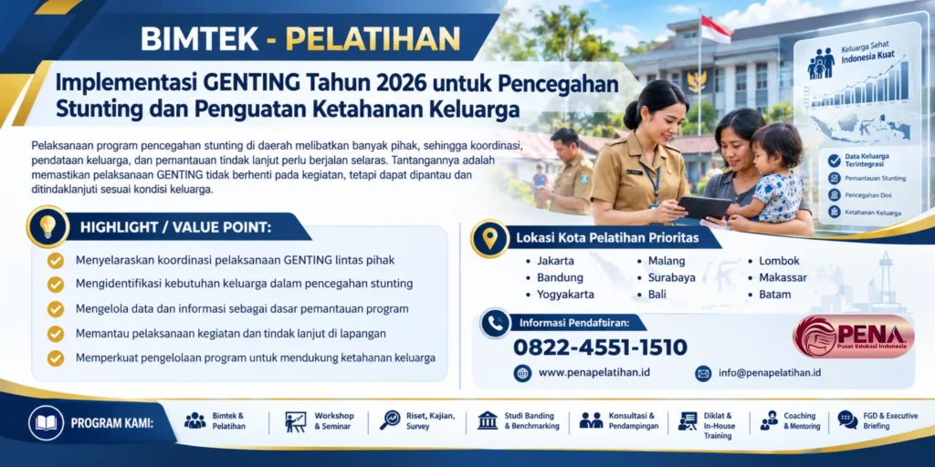Bimtek Implementasi GENTING Tahun 2026 untuk Pencegahan Stunting dan Penguatan Ketahanan Keluarga