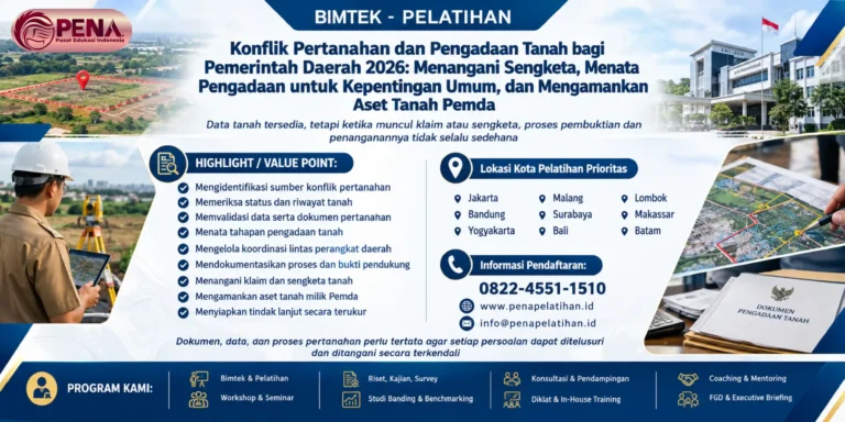 Bimtek Konflik Pertanahan dan Pengadaan Tanah bagi Pemerintah Daerah 2026: Menangani Sengketa, Menata Pengadaan untuk Kepentingan Umum, dan Mengamankan Aset Tanah Pemda