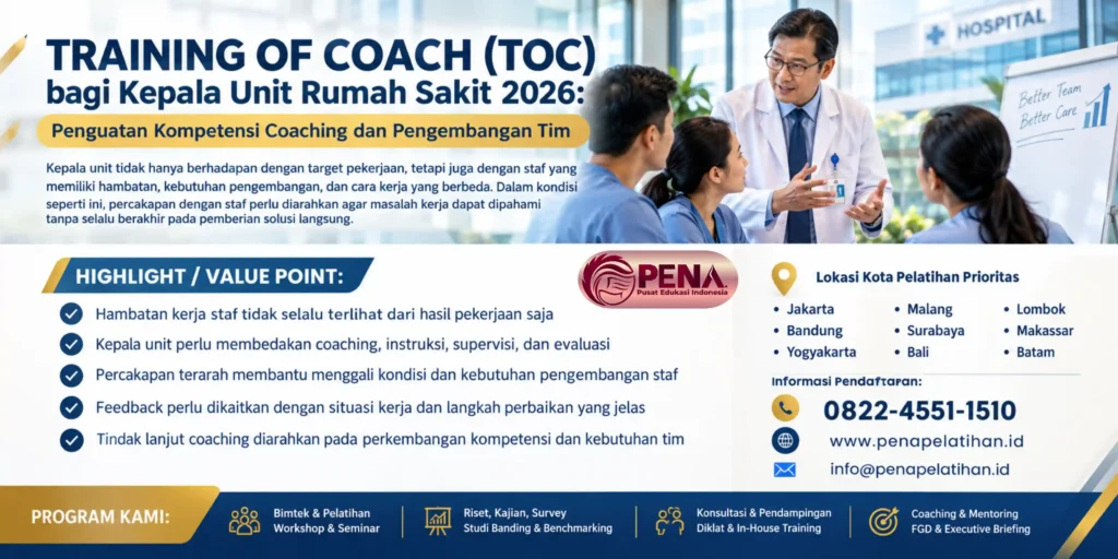 Pelatihan TOC bagi Kepala Unit Rumah Sakit 2026: Penguatan Kompetensi Coaching dan Pengembangan Tim